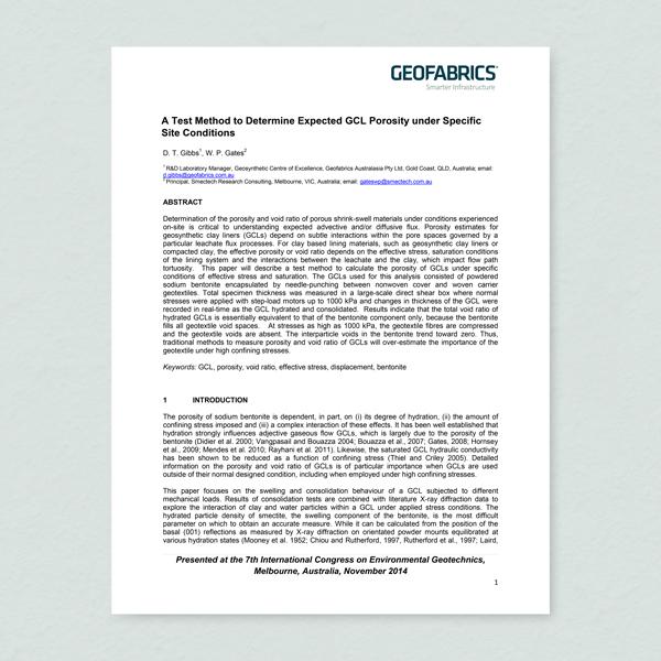 White Paper Cover: A Test Method to Determine Expected GCL Porosity under Specific Site Conditions